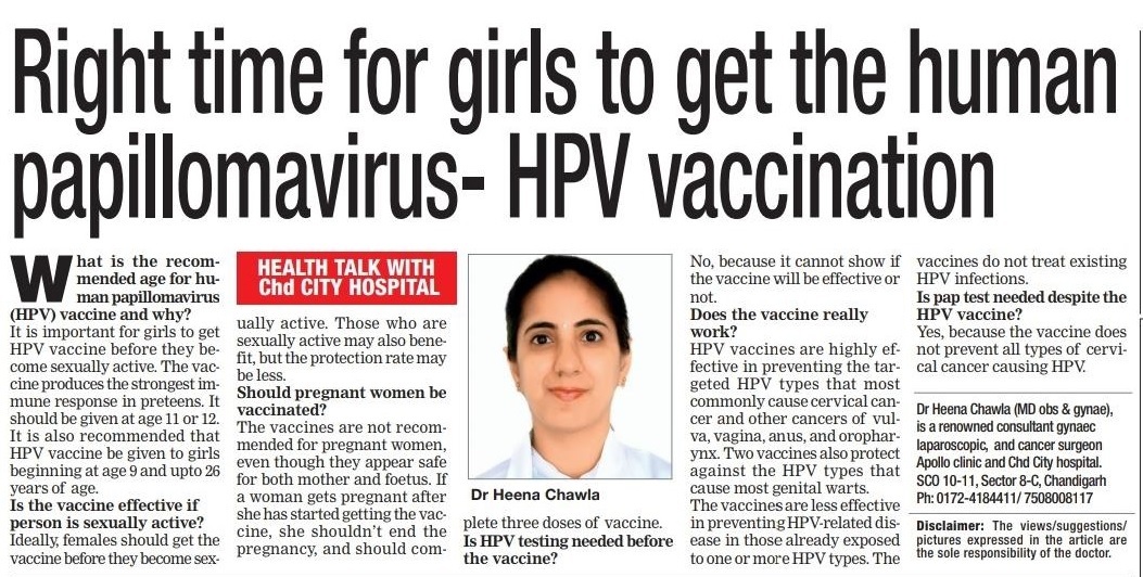 News article related to HPV Vaccination