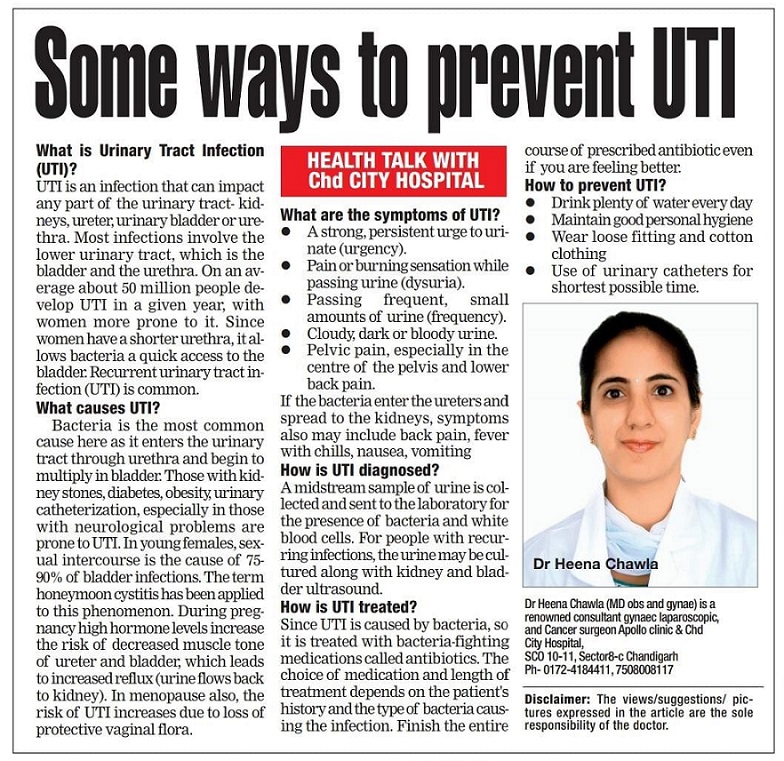 News article related to some ways to prevent UTI